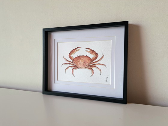 Image 1 of Original watercolor crab in black frame