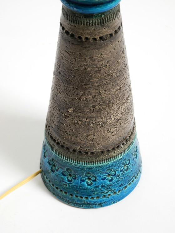 Image 1 of Beautiful 1960s Rimini Blue Ceramic Table Lamp by Aldo Londi for Bitossi, Italy
