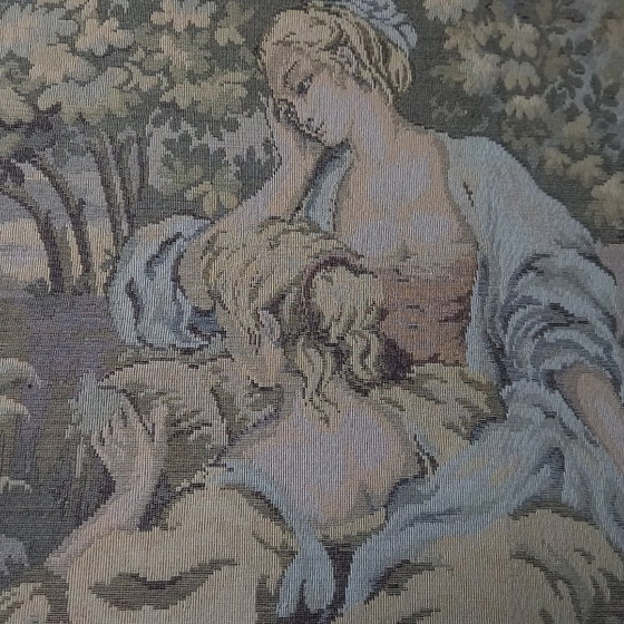 Image 1 of Hand-woven tapestry in a modernist metal frame