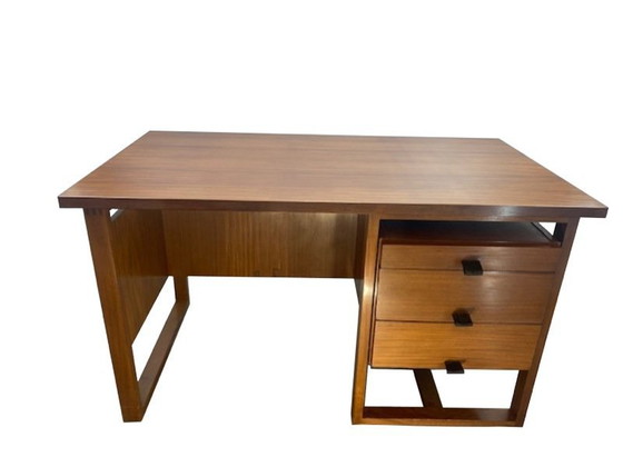 Image 1 of Vintage Bureau, 1960-70, Grand ModèLe, Hout, Leer