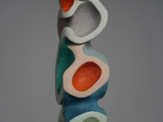 Abstrakte polychrome Holz-Bildhauerei, zugeschrieben Ivan Stoyanov, Bulgarien, 1981 (photo 6 of 10)