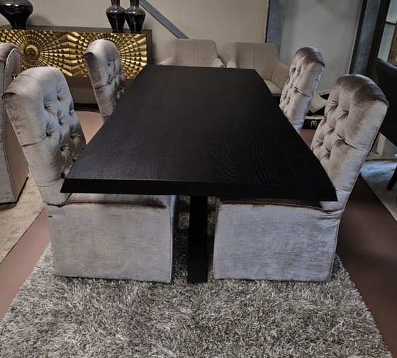 Image 1 of 4 stoelen met luxe kemerstof. Kleur taupe/ beige