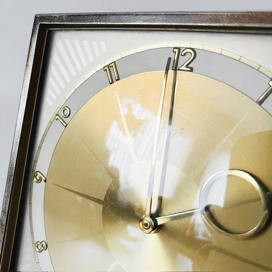 Image 1 of Horloge de table art déco Kienzle starburst en laiton années 1930