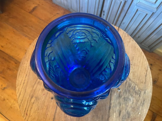 Image 1 of Art Deco Vase 1930 Cobalt Blue French