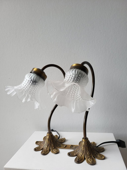 Paar Bureaulampje Lelie – tafellampen, Brass