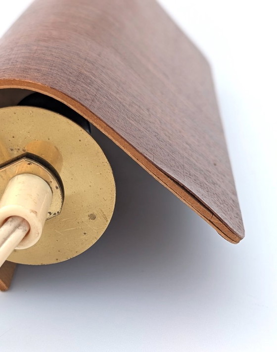 Image 1 of Lampada da lettura svedese da parete in teak e ottone anni '50