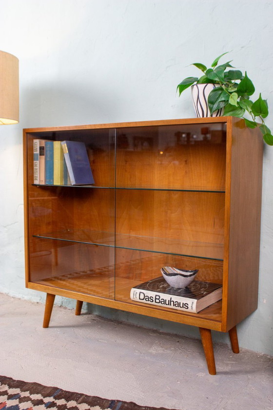 Image 1 of Vintage vitrinekast, boekenkast, ladekast, dressoir, teak, walnoot, jaren 60