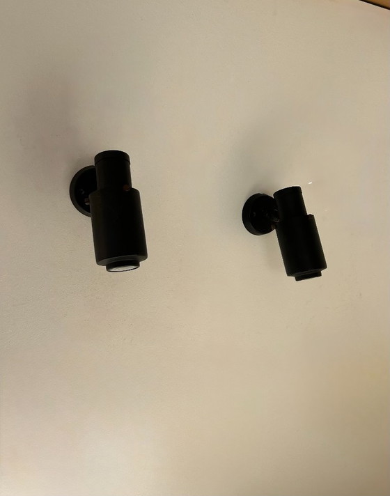 Image 1 of Coppia di applique Zodiac vintage di Jacques Biny, nero opaco, Francia 1960