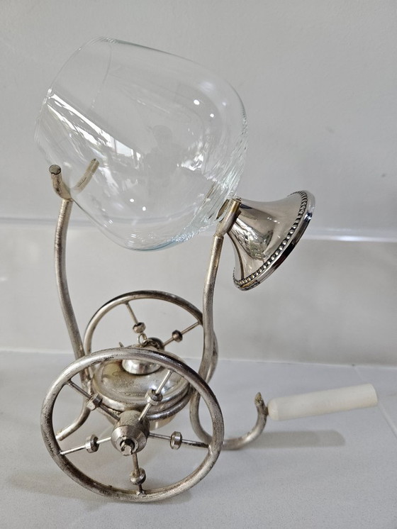 Image 1 of Chariot chauffe-cognac avec verres plaqués argent