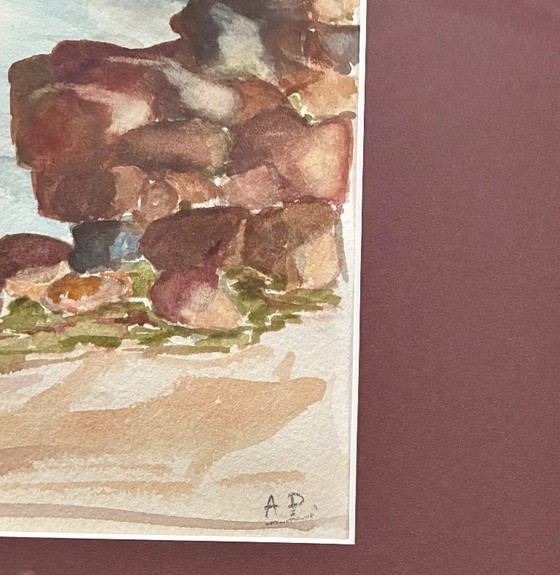 Image 1 of Aquarellgemälde des Golfs von Morbihan, Frankreich, 1989