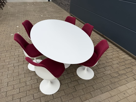 Image 1 of Knoll Tulip oval dining table 198cm White (or Black Phoenix) laminate Eero Saarinen
