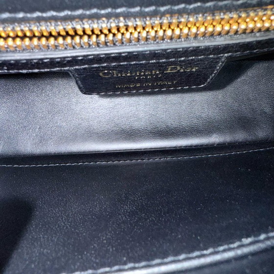 Image 1 of DIOR CARO SMALL - CANNAGE GRAINED CALFSKIN BLACK GOLD HARDWARE