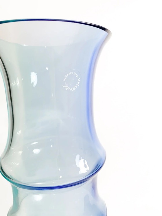 1980s Murano Glass Vase by Nason, Light Blue and Blue Bamboo – Postmodern (photo 5 of 11)