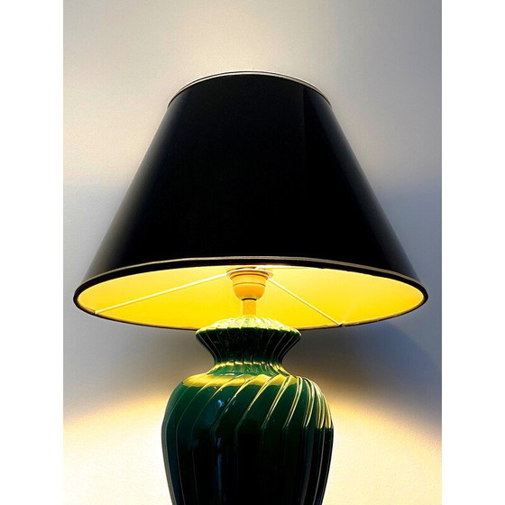 Image 1 of Vintage green lacquered porcelain table lamp, Italy 1970s
