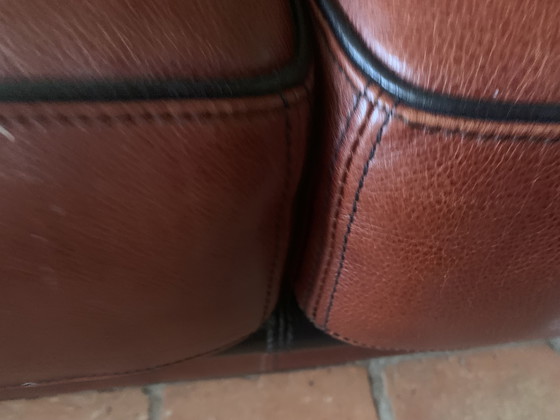 Image 1 of 3-Seater Sofa in Genuine Taurus Leather, Dutch Handmade Manufacture