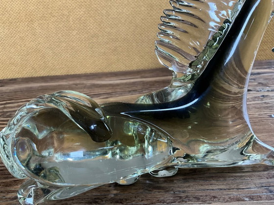 Image 1 of Murano glass reclining horse olive khaki