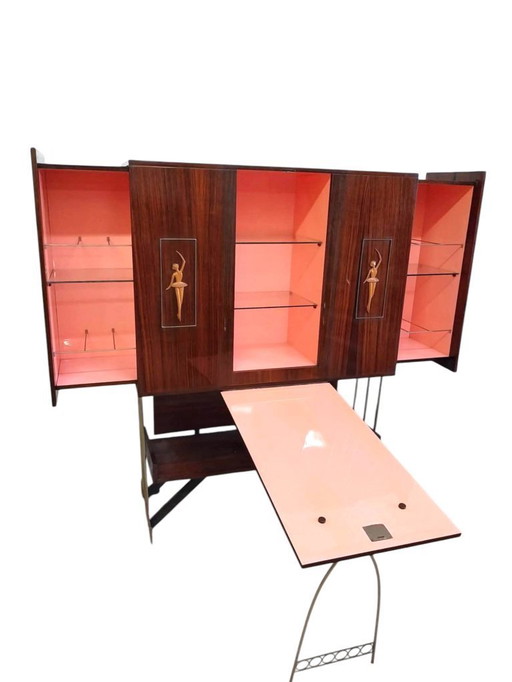 Italian wall cabinet / bar with fold-out table