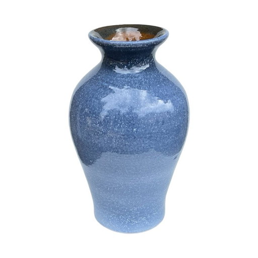 Vintage blue ceramic vase – reactive glaze, Germany, 1960s/1970s.