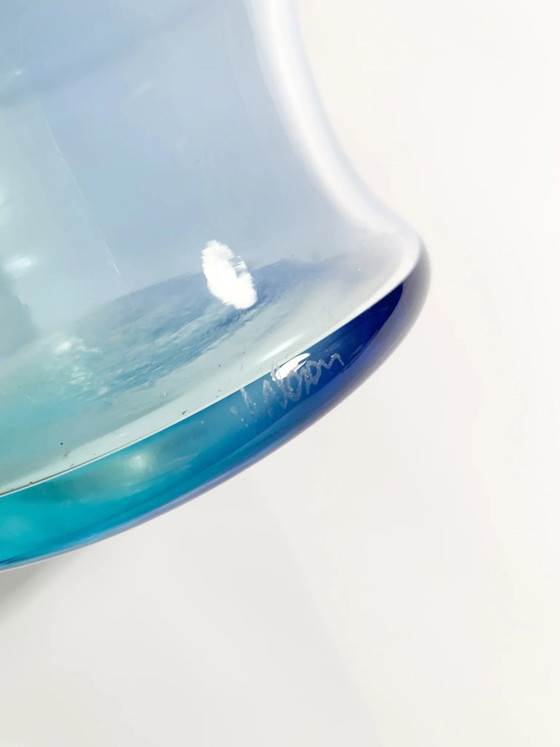 1980s Murano Glass Vase by Nason, Light Blue and Blue Bamboo – Postmodern (photo 10 of 11)