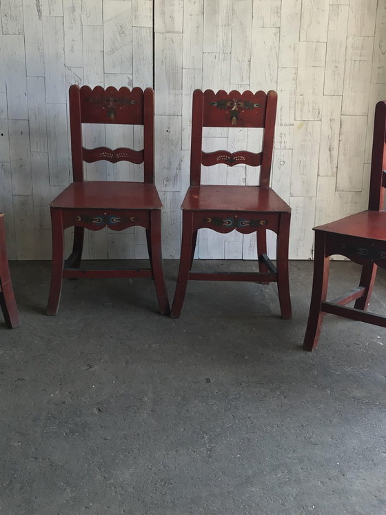 Antique Painted Wooden Dining Chairs, Set of 4 (photo 7 of 11)