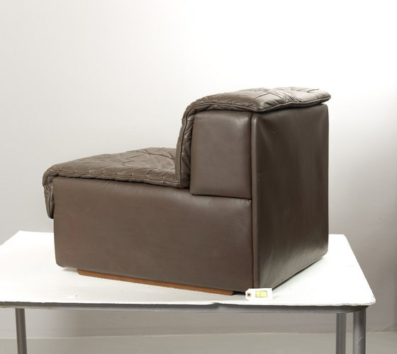 Image 1 of Excellent Mid-Century De Sede DS11 Patched Seal Brown Leather Modular Sofa, 6 Elements. Germany, 1970s.