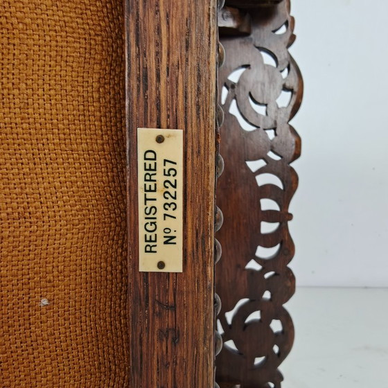 Pair of English Antique Jacobean Monk Armchairs / Tables by F. Parker & Sons Ltd – Wood, Leather (photo 10 of 16)