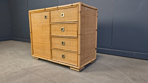 Image 1 of Wicker and bamboo cabinet by Dal Vera, 1970s