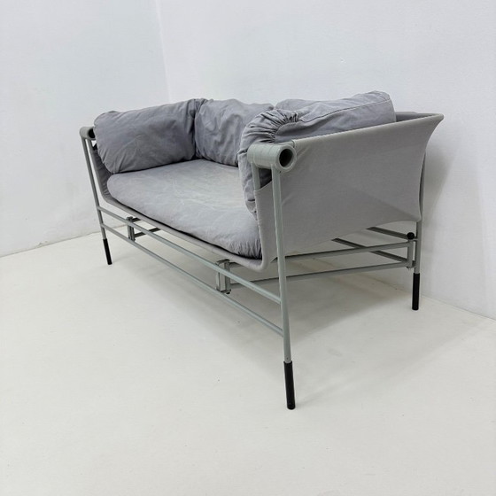 Grey 2 seaters with metal frame Bruno Rota for Esse, 1986 Italy, Textile, Modern (photo 9 of 15)
