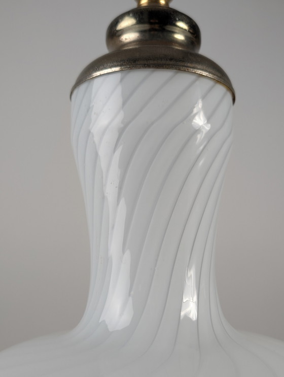 Image 1 of Italiaanse Murano glazen tafellamp met dubbele verlichting en messing, 1960