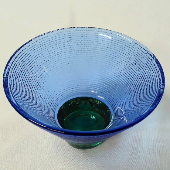 Bol Coupe Verre "Kairo" Lena Hansson - Hadeland Norvège Bleu & Vert 1980 - Verrerie d'Art – Glass (photo 5 of 5)