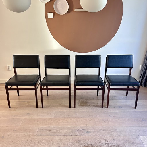 Vintage Topform eetkamerstoelen teak/skai set van 4