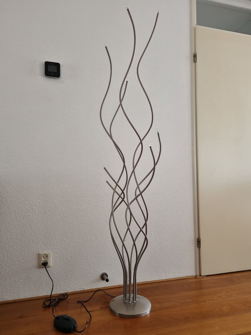 Floor lamp design nickel, halogen dimmable