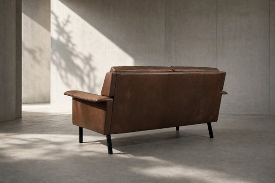 Image 1 of Canapé 2 Places Vintage Mid-Century Scandinave Moderne en Cuir Marron 3330 par Arne Vodder pour Fritz Hansen, 1960s