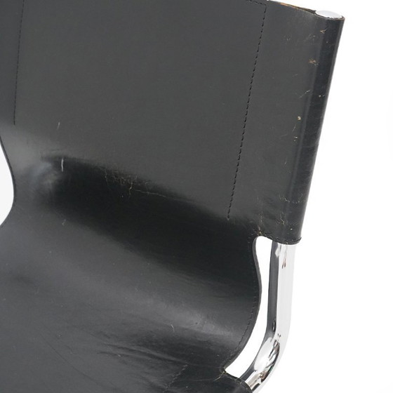 Image 1 of Coppia di sedie in metallo e pelle di Carlo Bartoli per T70, anni '70