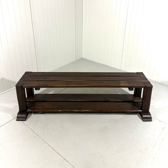 Image 1 of Large Brutalist Oak Bench/Wall Table 1900's