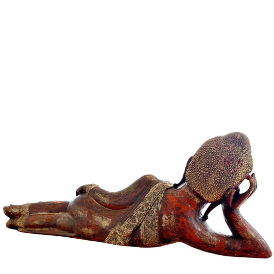 Bouddha couché sculpté à la main — Milieu du XXe siècle XXL – Sculptures, Gold, Glass (photo 9 of 10)