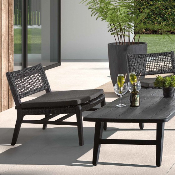 Image 1 of Castle Line Teak Black lounge chair (set of 2) with side table