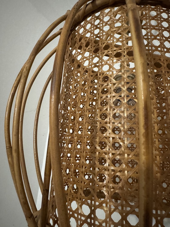 Image 1 of 1960s rattan, bamboo, and cane pendant light