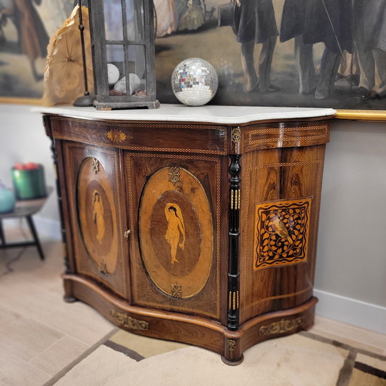 Image 1 of Mueble Entredós / Buffet / Credenza Escuela Catalana, Mármol Y Marquetería, S. Xx – Cataluña