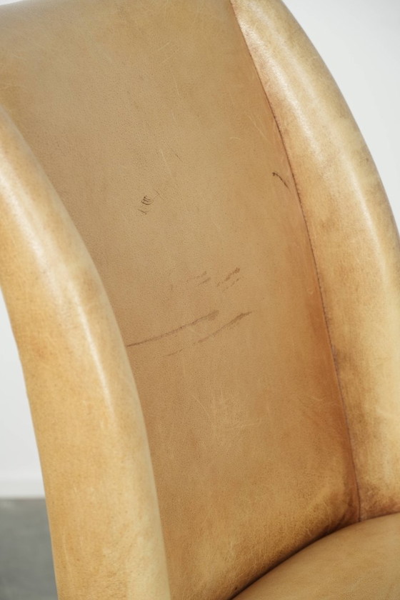 Image 1 of Luxe rundleren eetkamer/ bijzet/ bureaustoel in een mooie lichte kleur met een comfortabele zit en een hoge rug