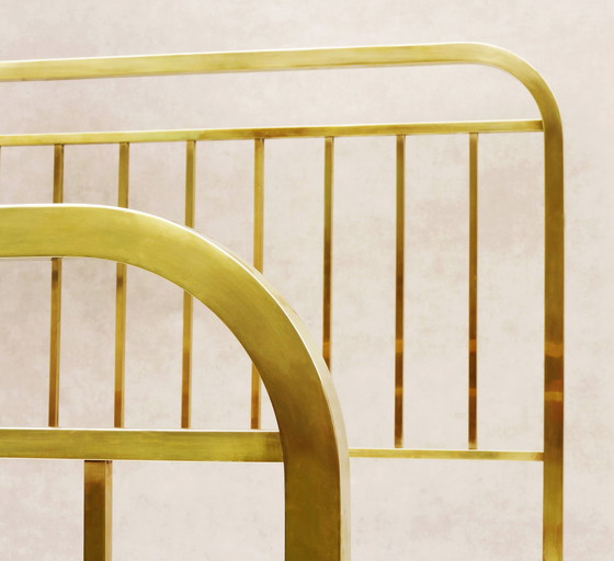 Image 1 of Cama francesa de latón estilo art déco de 1930 de Pardon, tamaño Queen (EE. UU.)/King (RU).