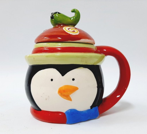  Vintage Glazed and Lidded Pottery Mug Cup Ceramic, Hand painted - image 2 of 9 Vintage Glazed and Lidded Pottery Mug Cup Cerami