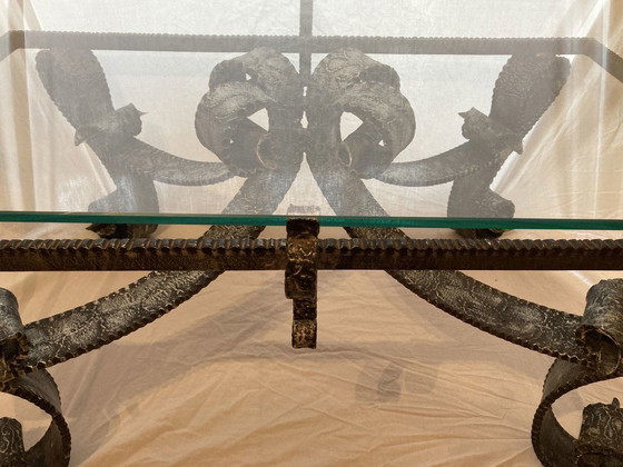 Image 1 of Brutalist wrought iron coffee table