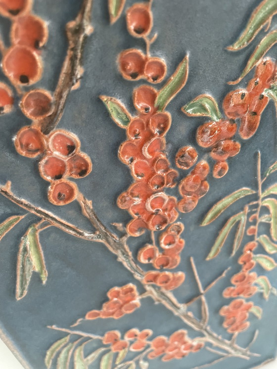 Image 1 of Vintage Wall Tile. Karlsruher Majolika. Fuchs 1960.