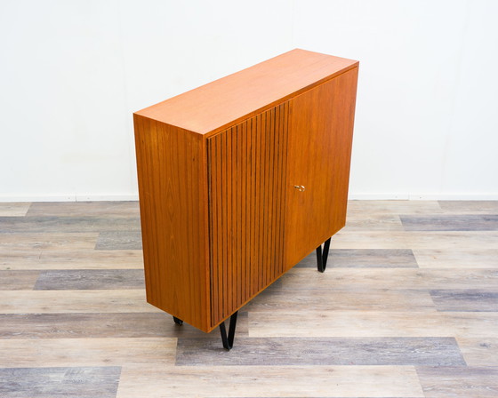 Image 1 of Teak highboard with fluted doors, 60s