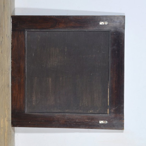 Image 1 of Eikenhouten brutalistische spiegel, jaren 70