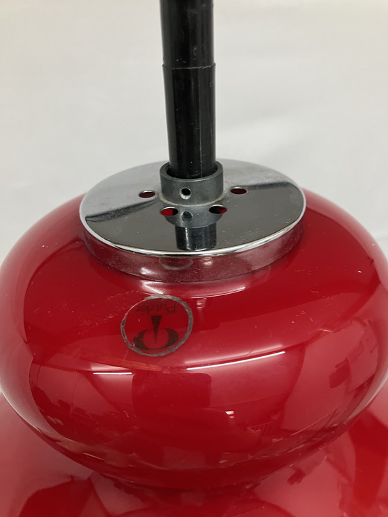 Image 1 of Lampada a sospensione vintage in vetro rosso ciliegia Peill & Putzler, anni '60