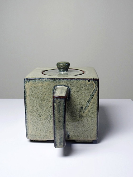 Image 1 of Chinese glazed earthenware tea set, teapot and 4 cups, 1980s