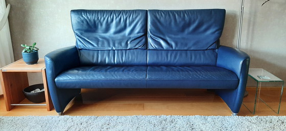 Image 1 of Jori 3-Seater Sofa - Blue Leather