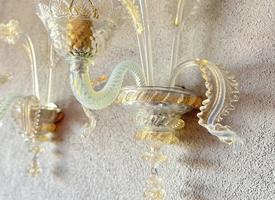 Vintage paar Murano wandlampen – Metaal, Murano Glas (photo 2 of 14)